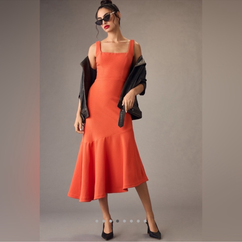 ARIANA SQUARE-NECK RUFFLE Anthropologie DRESS